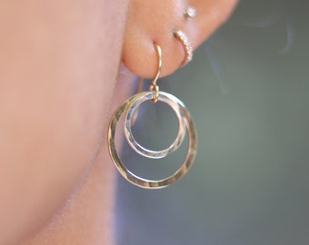 Mixed Metal Gold and Silver Rings Earrings