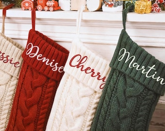 2026 Embroidered Christmas Stockings,Personalized Knit Family Stocking Monogram,Custom Xmas Gifts,Holiday Decor