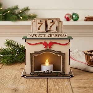 Fireplace Christmas Countdown  Decor Laser Cut File SVG