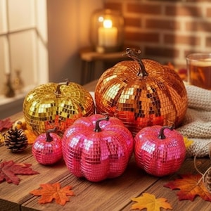 Disko Kürbis Dekor, Spiegel Ball Kürbis, Glam Halloween Dekor, funkelnder Herbst Herzstück, Thanksgiving Tischdekoration, modernes Herbst Wohndekor