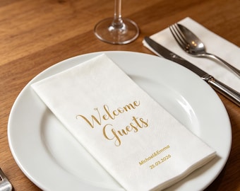 Gold Foil Thick Virgin Wood Pulp Napkins, Perfect Decor for Weddings, Banquets & Parties
