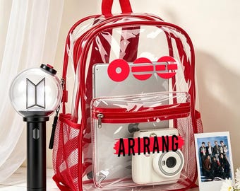 Mochila transparente personalizada de BTS ARIRANG, bolsa transparente aprobada para estadios para conciertos de Kpop, bolsa de PVC impermeable para fans.