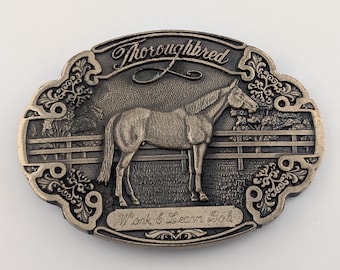 Vintage Award Design Medals Thoroughbred Horse Solid Brass Belt Buckle Equestrian