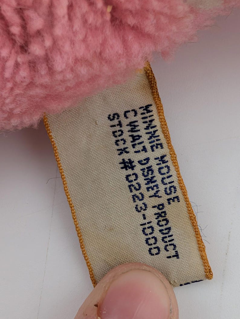 Peluche Minnie Mouse vintage avec visage en caoutchouc avec bavette - Disney World des années 1960/70 (10") image 8