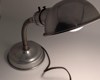 Vintage Eagle Spun Aluminum Gooseneck Desk Lamp – Industrial Mid-Century