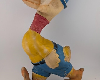 Vintage 1950s Rempel Mr. Squawker Duck Rubber Toy Reliable Canada 11"