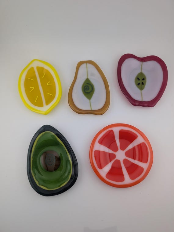 Fused Glass Fruit Trinket Dishes – Ring Dish, Jewelry Tray, Catchall