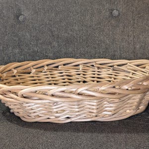 Large Wicker Storage Basket | 90s Low Profile Wicker Tray / Shelf Organizer | Rectangular Catch-All Decor