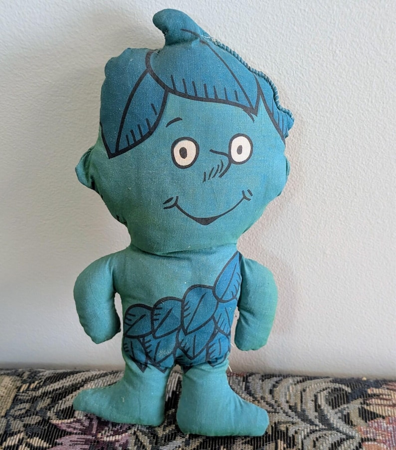Vintage Jolly Green Giant Sprout Rag Doll 10" Cloth Plush Advertising Toy Mascot image 1