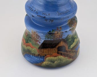 1998 VTG Folk Art Painted by Brenda Ferguson Dominion Glass Insulator