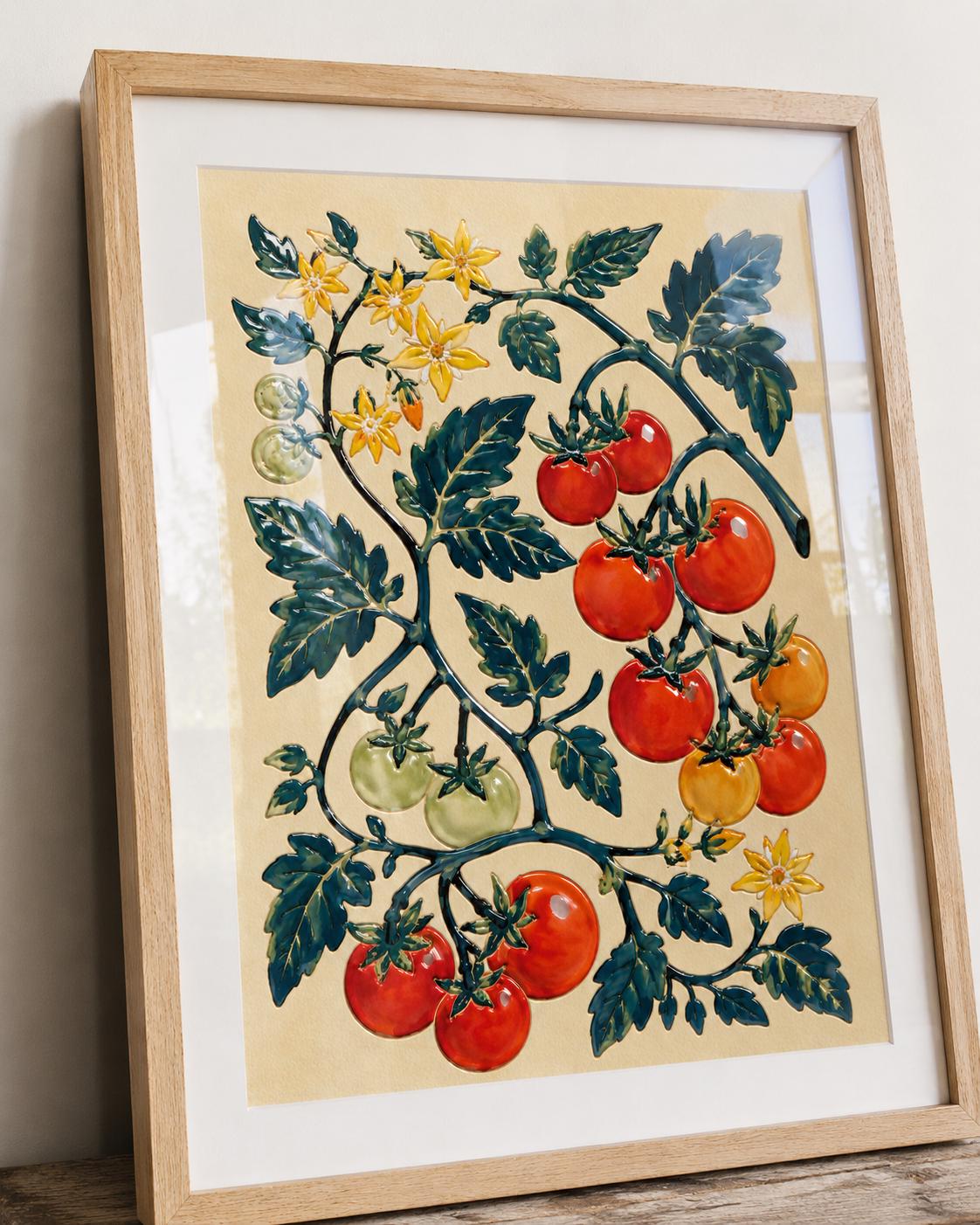 Tomato Plant Wall Art Print, Botanical Vegetable Poster, Vintage