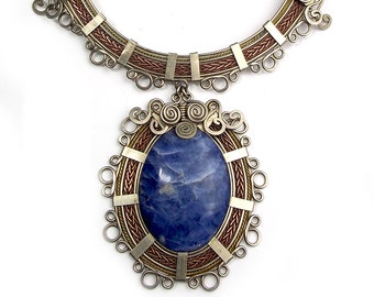 Marianela" Sodalite Wire wrap Necklace