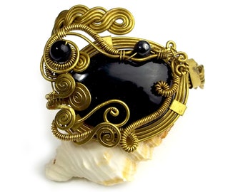 Bracelet Hand made "Irina" with natural Obsidian.