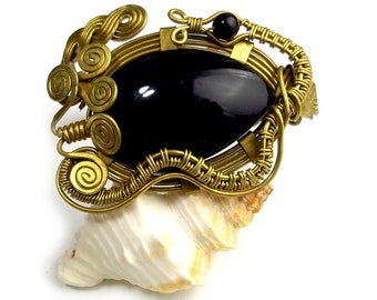 Bracelet Hand made "Irina" with natural Obsidian.