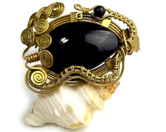 Bracelet Hand made "Irina" with natural Obsidian.