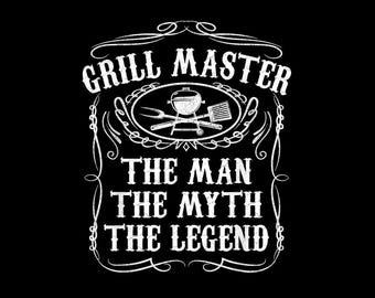 Grill Master The Man The Myth The Legend BBQ Grill PNG, Funny Barbecue Dad Shirt Design
