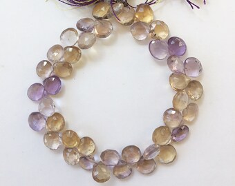 Ametrine Faceted Heart Briolettes - 8" Strand / 42 Beads