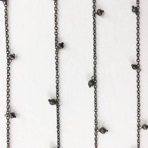3ft - Faceted Pyrite Dangle on Dark Polish Brass Link Chain