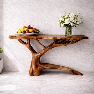 Tree Root Walnut Console Table | Organic Modern Entryway Table