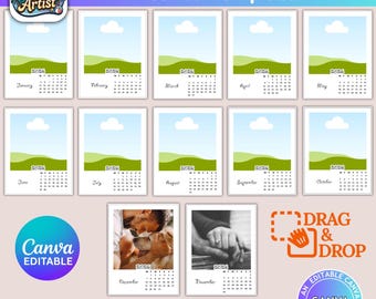 Benutzerdefinierter Fotokalender für die Familie, bearbeitbarer Canva Kalender, personalisiertes Weihnachtsgeschenk, druckbarer Planer
