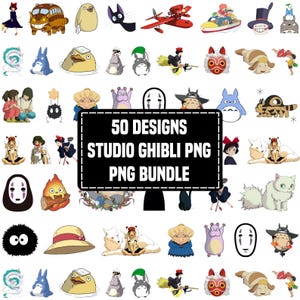 スタジオジブリのクリップアートPNGバンドル、魔女の宅急便のステッカー、ジャーナル、ハウルの動く城、トトロ、かわいい、工芸品、無料アイテム付き