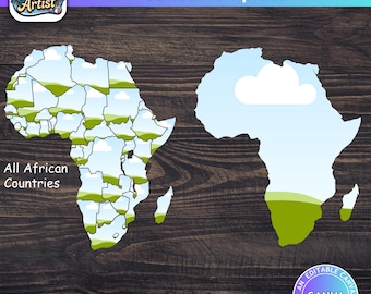 Füllen Sie Ihre eigene Afrika-Karte auf Canva, Afrikanische Länder CANVA Rahmen Bundle, ziehen und ablegen, individuelle Zustands-Designs Png, afroamerikanisch