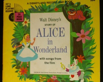 Walt Disney's Story of Alice in Wonderland ~ Vintage 1965 Disneyland Record and Book 306 BOOK ONLY