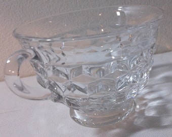 Jahrgang Fostoria amerikanischen Muster #2056 klar Glas Tee/Kaffee-Tasse mit ausgestelltem Rand