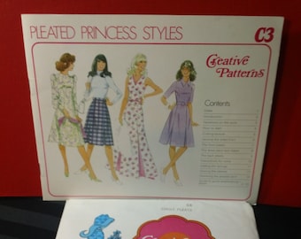 Pleated Princess Styles ~ Creative Patterns Vintage 1976 Softcover Instructional Sewing Booklet and Uncut Pattern