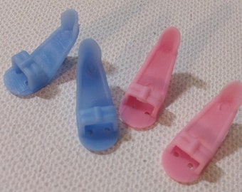 Vintage Barbie or Clone Open Toe Bow High Heels ~ Retro 11-1/2" Curved Foot Fashion Doll Heeled Sandal Shoes  ~ You Choose: Pink or Blue