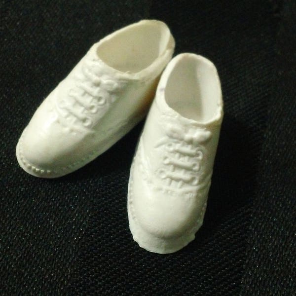 Vintage 1980s Mattel Barbie White Tennis Shoes ~ Retro Fashion Doll Sporty Athletic Sneakers Gym Shoes Accessory