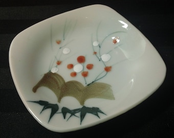 Vintage Handpainted Japanese ceramic Diamond-shaped Trinket Dish