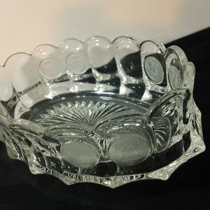 Vintage Fostoria Coin Pattern Crystal Clear Glass Oval Bowl