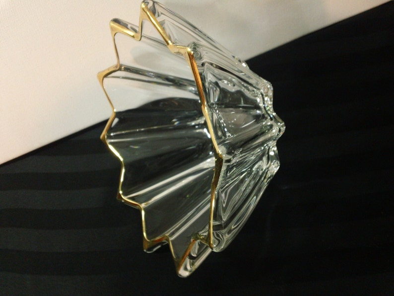 Star or Sunshaped Clear Glass Bowl / Candy Dish With Gold Rim Etsy