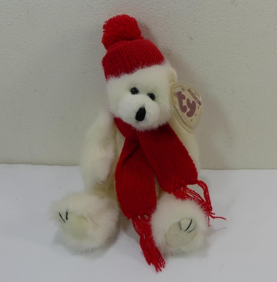 オールドサンタ、レッドテディベア Peppermint ~ Ty Attic Treasures Collection Jointed White Teddy