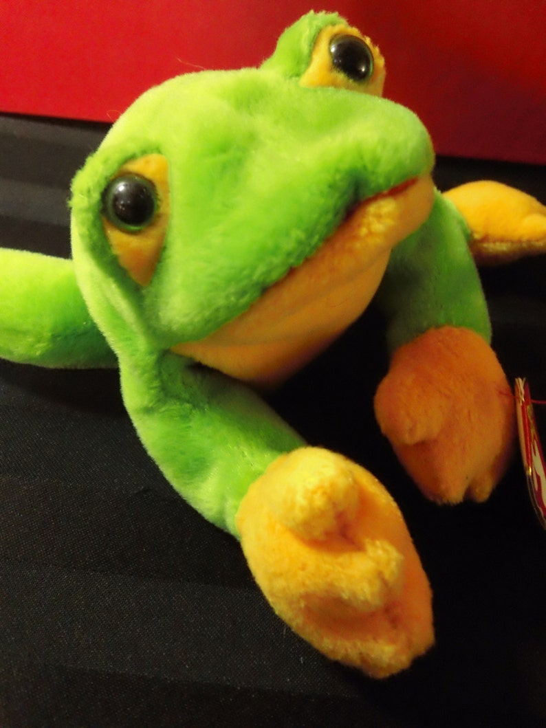 Smoochy ~ Ty Beanie Babies Plush Green /& Yellow Frog ~ Vintage Collectible Beanbag Stuffed Amphibian Animal Toy