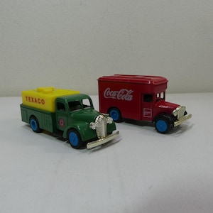 Two Pullback Toy diecast replica vehicle Delivery Trucks ~ Coca-Cola & Texaco