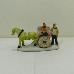 Vintage Leierkastenmann mit Pferdewagen Porzellan Bisque Keramik Figur
