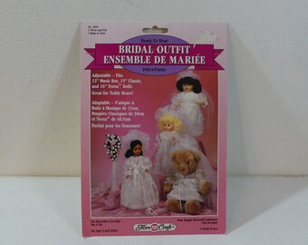 1994 Fibre-Craft Bridal Outfit (Dress & Veil) No.3442 ~ vintage 90s doll clothing