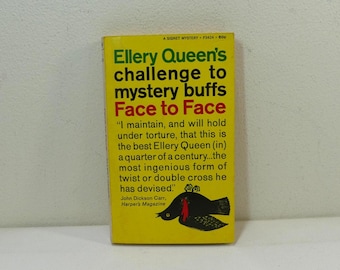 Cara a cara de Ellery Queen ~ Libro de bolsillo de 1968 ~ Una novela de misterio de Signet n.º P3424