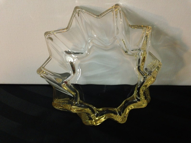 Star or Sunshaped Clear Glass Bowl / Candy Dish With Gold Rim Etsy
