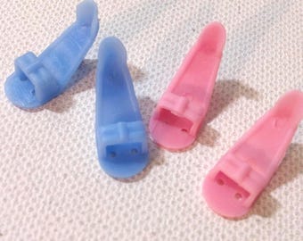 Vintage Barbie or Clone Open Toe Bow High Heels ~ Retro 11-1/2" Curved Foot Fashion Doll Heeled Sandal Shoes  ~ You Choose: Pink or Blue