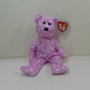 Fizz ~ Ty Beanie Babies Plush Spotted Pink Bear #4983 ~ vintage 2003 Collectible Stuffed Animal Toy with Tags
