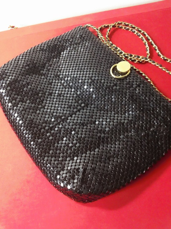 Vintage Black Metal Mesh Shoulder Bag ~ Retro Ele… - image 3