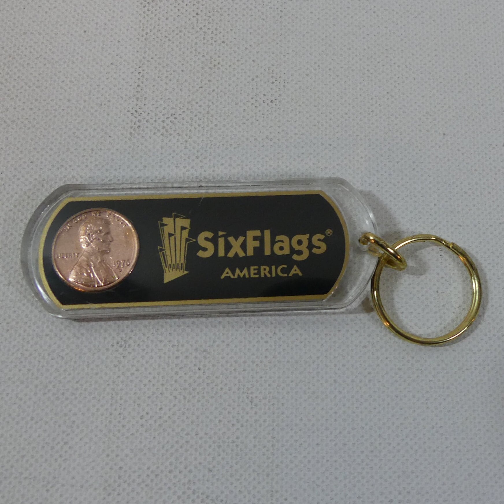 Vintage Six Flags America Theme Park Lucky Penny Souvenir Acrylic
