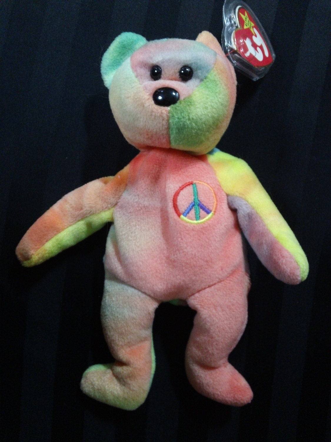 Peace Ty Beanie Babies Plush Tie-Dye Bear with Embroidered | Etsy