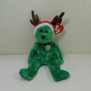 2002 Holiday Teddy ~ Ty Beanie Babies Plush Christmas Bear #4564 ~ vintage Collectible Stuffed Animal Toy with Tags
