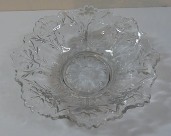 Antique c.1911 Lancaster Glass Carnation Ware pattern 6" Nappy Flared Bowl