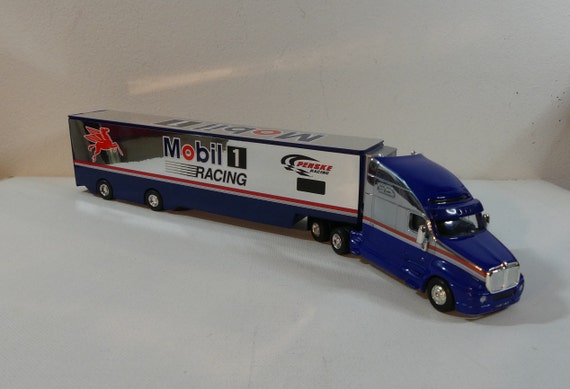 2001 Mattel Hot Wheels Mobil 1 Penske Racing NASCAR Team Transporter Loose 1 64 Scale Diecast Toy Kenworth T2000 Truck Trailer Etsy UK