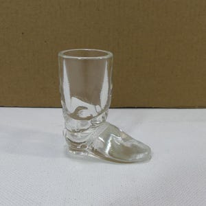 Vintage Crystal Clear Glass 2.5&quot; Cowboy Boot Toothpick or Match Holder